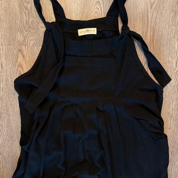 Natural Life Black Wide Leg Jumpsuit Women Medium Linen Blend Boho Festival - Picture 3 of 8